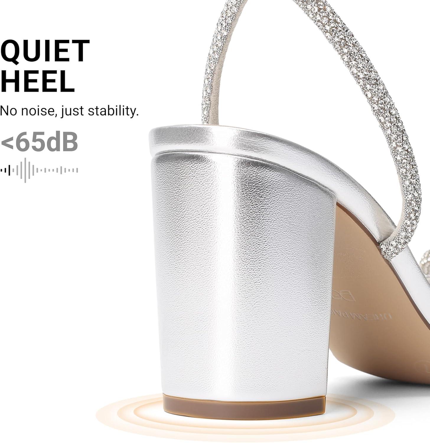 image:imageDREAM PAIRS Womens Bow Knot Chunky Block Heels Square Toe Slingback with Ankle Buckle Fashion Sandals Comfortable Dress Summer Shoes For Wedding Party Bridal PromSilver