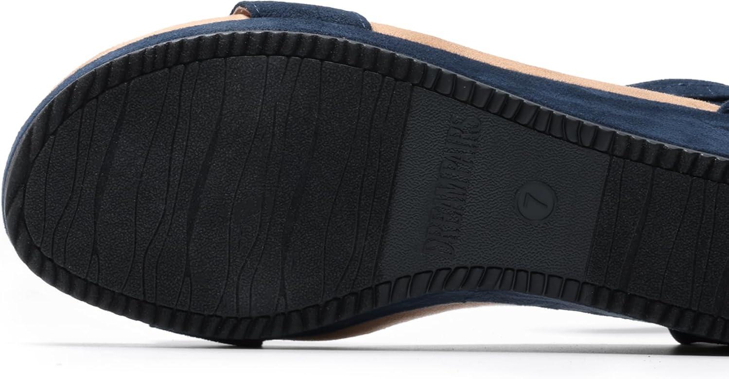image:imageDREAM PAIRS Womens Open Toe Buckle Ankle Strap Platform Wedge Sandals Summer ShoesNavy