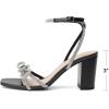 DREAM PAIRS Women’s Bow Knot Chunky Block Heels Square Toe Slingback with Ankle Buckle Fashion Sandals Comfortable Dress Summer Shoes For Wedding Party Bridal Prom(Black)