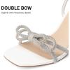 DREAM PAIRS Women’s Bow Knot Chunky Block Heels Square Toe Slingback with Ankle Buckle Fashion Sandals Comfortable Dress Summer Shoes For Wedding Party Bridal Prom(White)