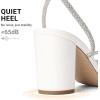 DREAM PAIRS Women’s Bow Knot Chunky Block Heels Square Toe Slingback with Ankle Buckle Fashion Sandals Comfortable Dress Summer Shoes For Wedding Party Bridal Prom(White)