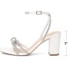 DREAM PAIRS Women’s Bow Knot Chunky Block Heels Square Toe Slingback with Ankle Buckle Fashion Sandals Comfortable Dress Summer Shoes For Wedding Party Bridal Prom(White)