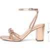 DREAM PAIRS Women’s Bow Knot Chunky Block Heels Square Toe Slingback with Ankle Buckle Fashion Sandals Comfortable Dress Summer Shoes For Wedding Party Bridal Prom(Champagne)