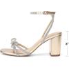 DREAM PAIRS Women’s Bow Knot Chunky Block Heels Square Toe Slingback with Ankle Buckle Fashion Sandals Comfortable Dress Summer Shoes For Wedding Party Bridal Prom(Light Gold)