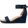 DREAM PAIRS Women’s Open Toe Buckle Ankle Strap Platform Wedge Sandals Summer Shoes.(Navy)