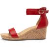 DREAM PAIRS Women’s Open Toe Buckle Ankle Strap Platform Wedge Sandals Summer Shoes.(Red)