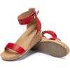 DREAM PAIRS Women’s Open Toe Buckle Ankle Strap Platform Wedge Sandals Summer Shoes.(Red)