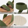 DREAM PAIRS Women’s Open Toe Elastic Ankle Strap Casual Flatform Platform Wedges Sandals(Army Green)