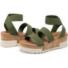 DREAM PAIRS Women’s Open Toe Elastic Ankle Strap Casual Flatform Platform Wedges Sandals(Army Green)