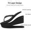 DREAM PAIRS Women’s Platform Flip Flop Rhinestones Arch Support Comfortable Soft Cushion Wedge Flip Flops Summer Thong Sandals(Black)