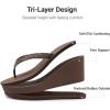 DREAM PAIRS Women’s Platform Flip Flop Rhinestones Arch Support Comfortable Soft Cushion Wedge Flip Flops Summer Thong Sandals(Brown)