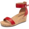 DREAM PAIRS Women’s Open Toe Buckle Ankle Strap Platform Wedge Sandals Summer Shoes.(Red)