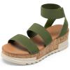 DREAM PAIRS Women’s Open Toe Elastic Ankle Strap Casual Flatform Platform Wedges Sandals(Army Green)