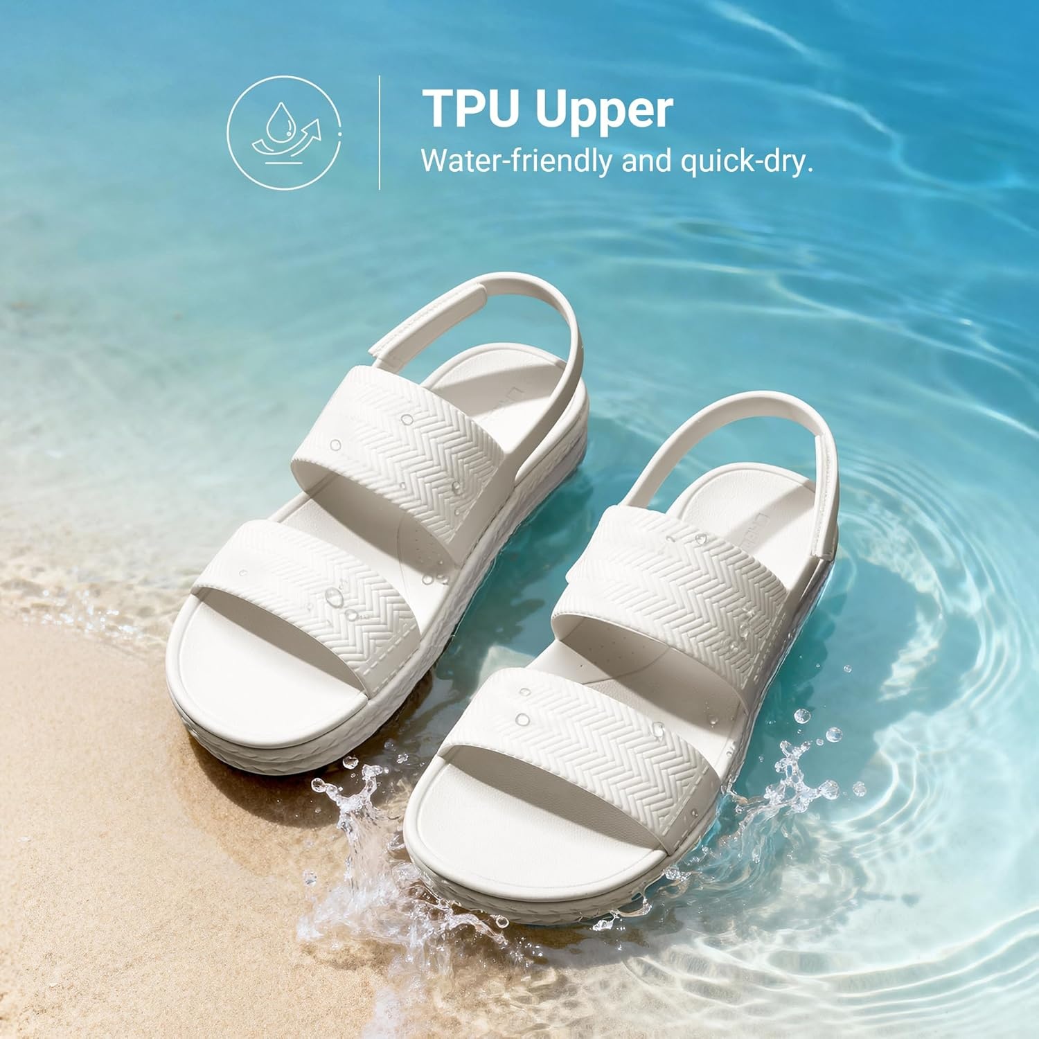 image:imageDREAM PAIRS Women Water Sandals Comfortable Flat Beach Platform Dressy Summer Walking ShoesAll White