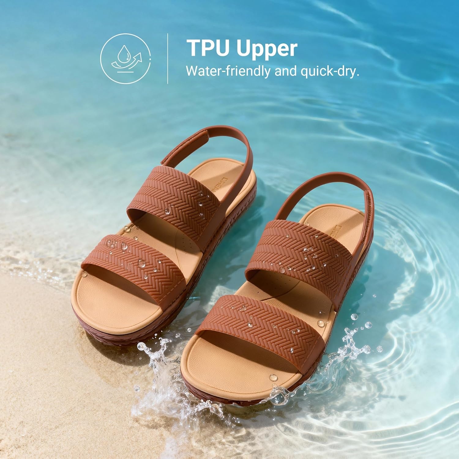 image:imageDREAM PAIRS Women Water Sandals Comfortable Flat Beach Platform Dressy Summer Walking ShoesBrown