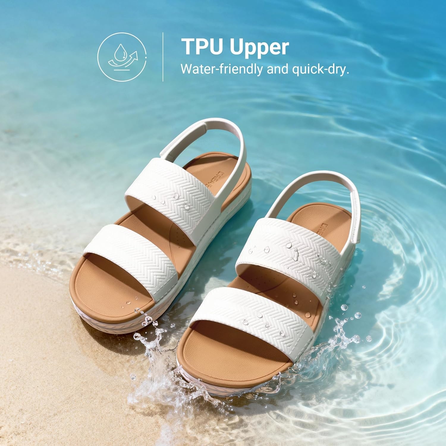 image:imageDREAM PAIRS Women Water Sandals Comfortable Flat Beach Platform Dressy Summer Walking ShoesWhite