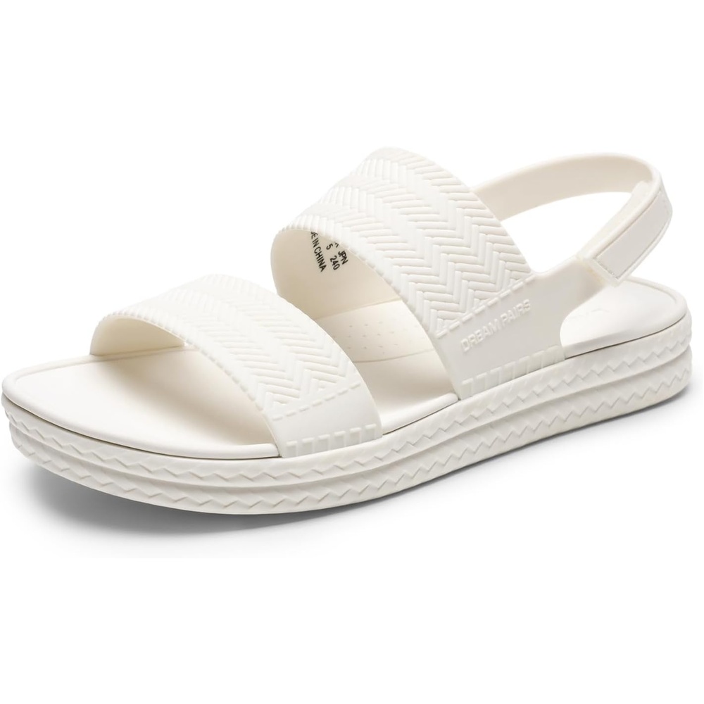 image:imageDREAM PAIRS Women Water Sandals Comfortable Flat Beach Platform Dressy Summer Walking ShoesAll White