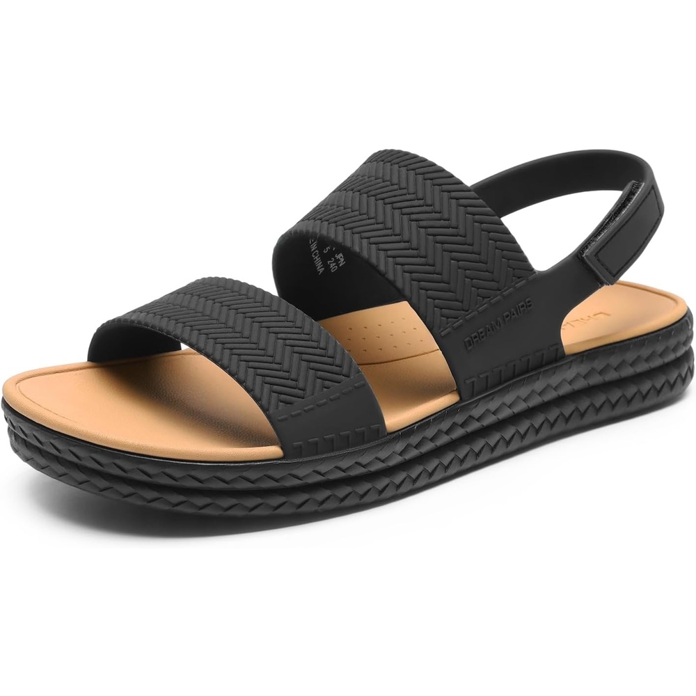 image:imageDREAM PAIRS Women Water Sandals Comfortable Flat Beach Platform Dressy Summer Walking ShoesBlack
