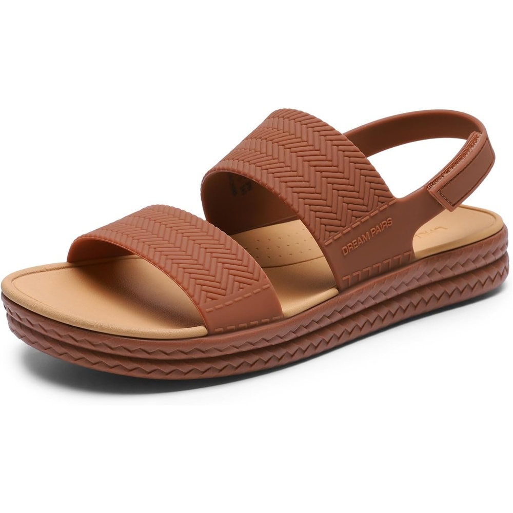 image:imageDREAM PAIRS Women Water Sandals Comfortable Flat Beach Platform Dressy Summer Walking ShoesBrown