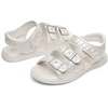 DREAM PAIRS Girls Sandals Open Toe Summer Shoes with Adjustable Strap Buckle Toddler/Little Kid(Beige/White)