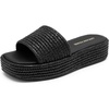 DREAM PAIRS Women Platform Slides Sandals Espadrilles Slip On Low Wedge Summer Open Toe Bohemia Dressy Beach Vacation Shoes(Black)