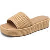 DREAM PAIRS Women Platform Slides Sandals Espadrilles Slip On Low Wedge Summer Open Toe Bohemia Dressy Beach Vacation Shoes(Brown)