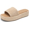 DREAM PAIRS Women Platform Slides Sandals Espadrilles Slip On Low Wedge Summer Open Toe Bohemia Dressy Beach Vacation Shoes(Natural)