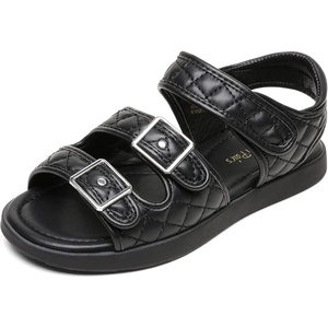 DREAM PAIRS Girls Sandals Open Toe Summer Shoes with Adjustable Strap Buckle Toddler/Little Kid(Black)
