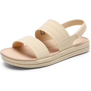DREAM PAIRS Women Water Sandals Comfortable Flat Beach Platform Dressy Summer Walking Shoes(Beige)