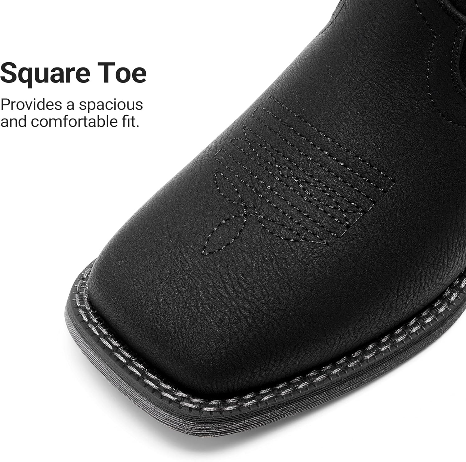 image:imageDREAM PAIRS Cowboy Cowgirl Boots for Women Wide Square Toe Western Mid Calf PullOn Embroidered Stitched Retro BootsBlack