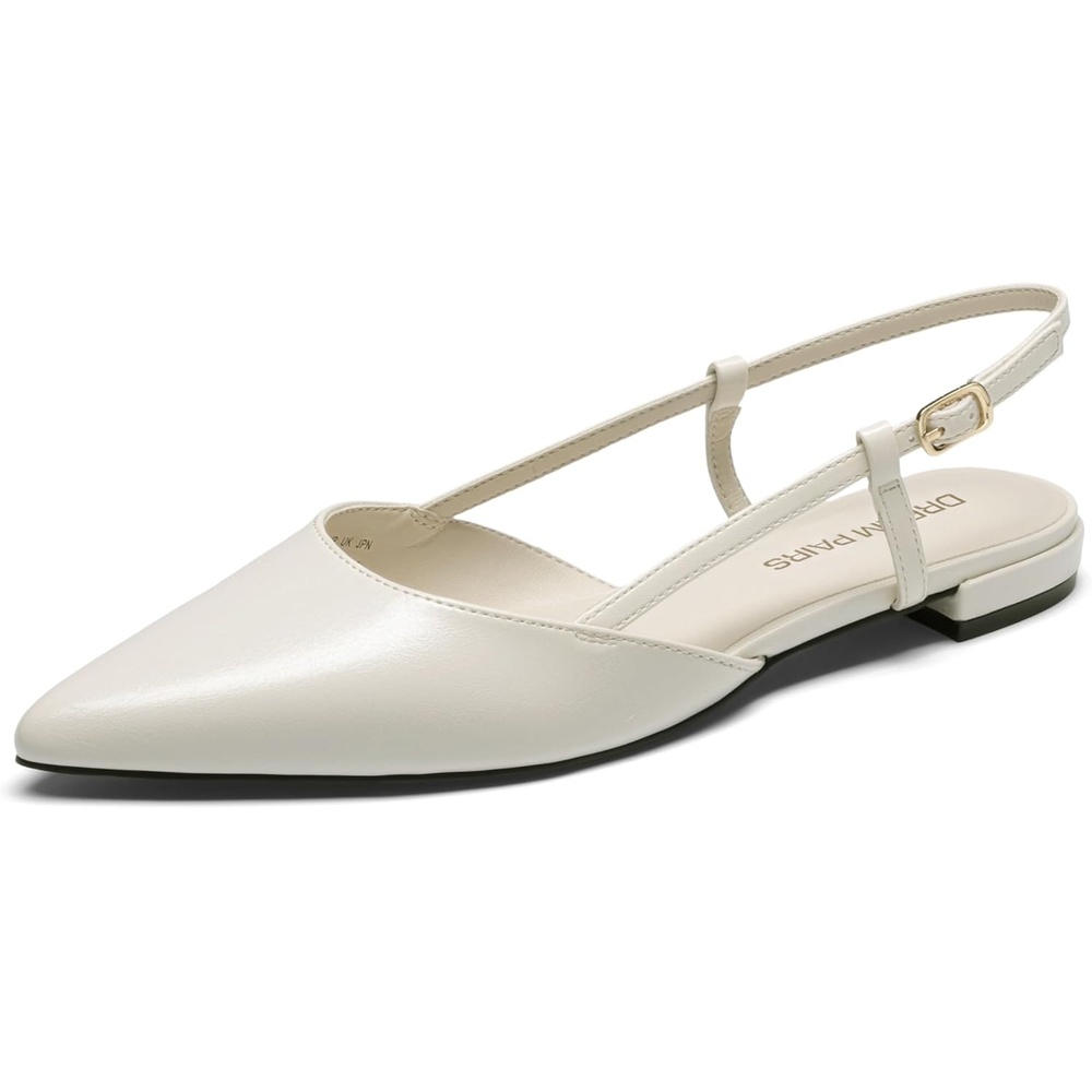 image:imageDREAM PAIRS Slingback Flats for Women PointedToe Elegant Womens Ballet Flats with Buckle Strap Classic Low Heel Dress Shoes for Casual Work Office PartyBeige
