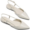 DREAM PAIRS Slingback Flats for Women, Pointed-Toe Elegant Women’s Ballet Flats with Buckle Strap, Classic Low Heel Dress Shoes for Casual Work Office Party(Beige)