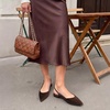 DREAM PAIRS Slingback Flats for Women, Pointed-Toe Elegant Women’s Ballet Flats with Buckle Strap, Classic Low Heel Dress Shoes for Casual Work Office Party(Brown)