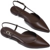 DREAM PAIRS Slingback Flats for Women, Pointed-Toe Elegant Women’s Ballet Flats with Buckle Strap, Classic Low Heel Dress Shoes for Casual Work Office Party(Brown)