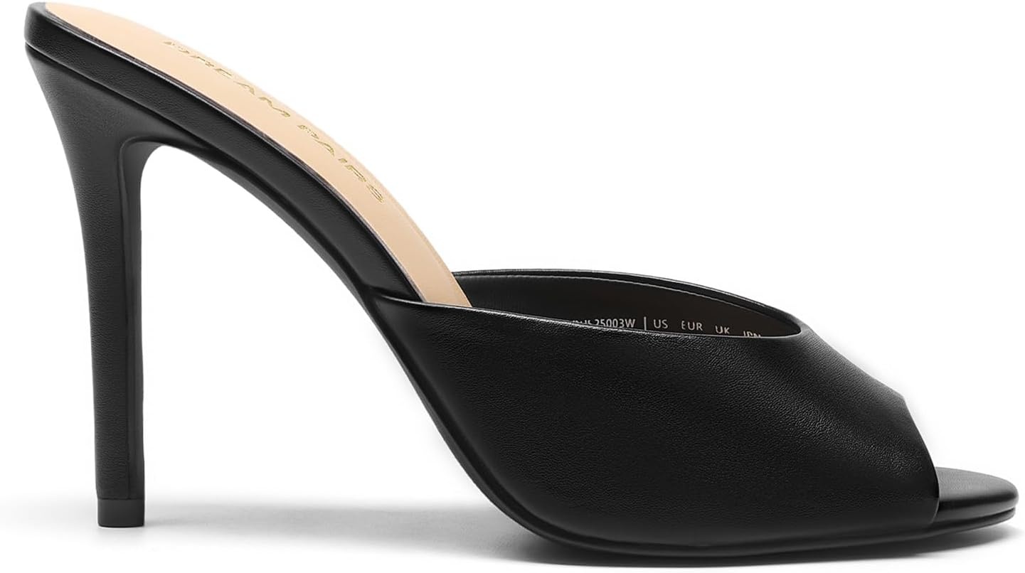 image:imageDREAM PAIRS Mule Heels for Women High Heels Stiletto Open Round Peep Toe Mules Sandals Slip on Dress Shoes 2026 Sexy Heeled for Party Dressy Prom WeddingBlackpu