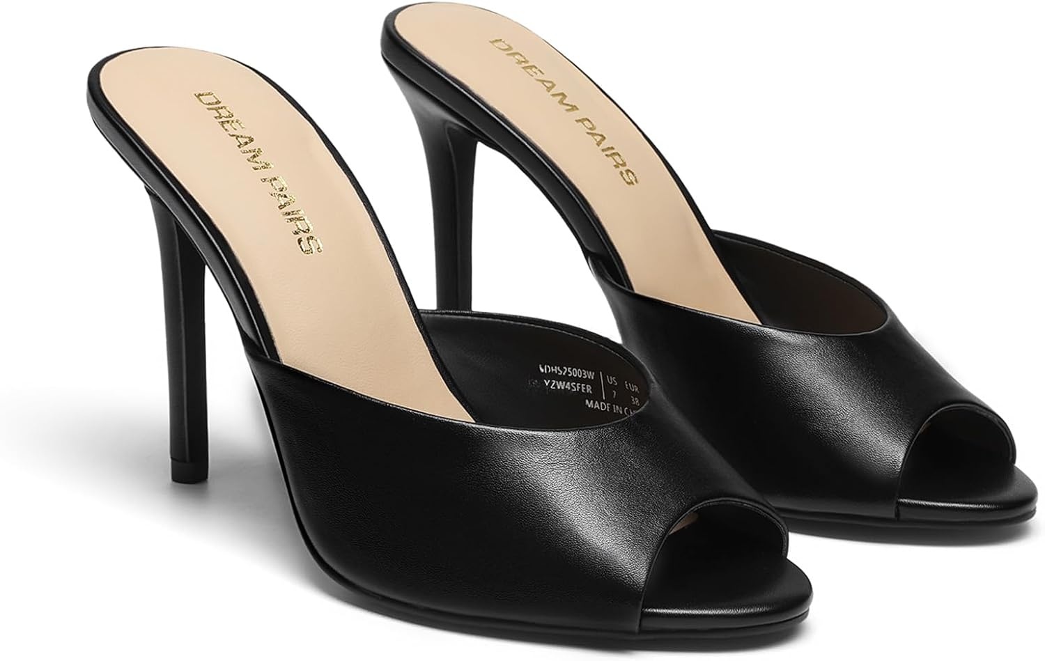 image:imageDREAM PAIRS Mule Heels for Women High Heels Stiletto Open Round Peep Toe Mules Sandals Slip on Dress Shoes 2026 Sexy Heeled for Party Dressy Prom WeddingBlackpu
