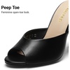 DREAM PAIRS Mule Heels for Women High Heels Stiletto Open Round Peep Toe Mules Sandals Slip on Dress Shoes 2026 Sexy Heeled for Party Dressy Prom Wedding(Black-pu)