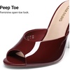 DREAM PAIRS Mule Heels for Women High Heels Stiletto Open Round Peep Toe Mules Sandals Slip on Dress Shoes 2026 Sexy Heeled for Party Dressy Prom Wedding(Burgundy)