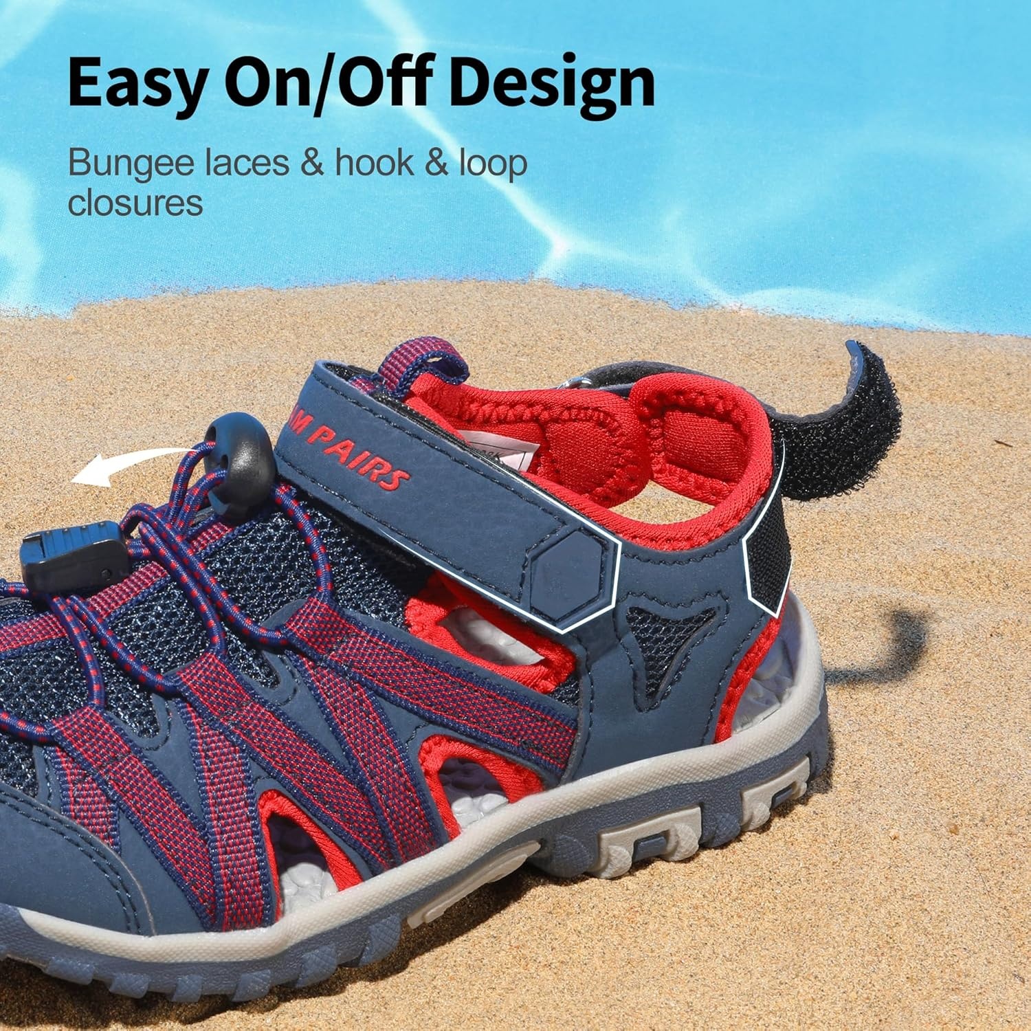 image:imageDREAM PAIRS Boys Girls ClosedToe Outdoor Summer Water Sport Sandals for ToddlerLittleBig KidBlueGreyRed