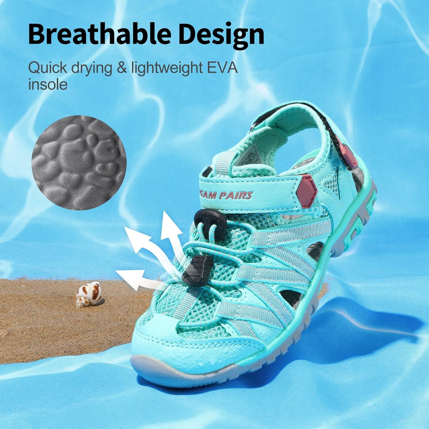 image:imageDREAM PAIRS Boys Girls ClosedToe Outdoor Summer Water Sport Sandals for ToddlerLittleBig KidLightGreenCoral
