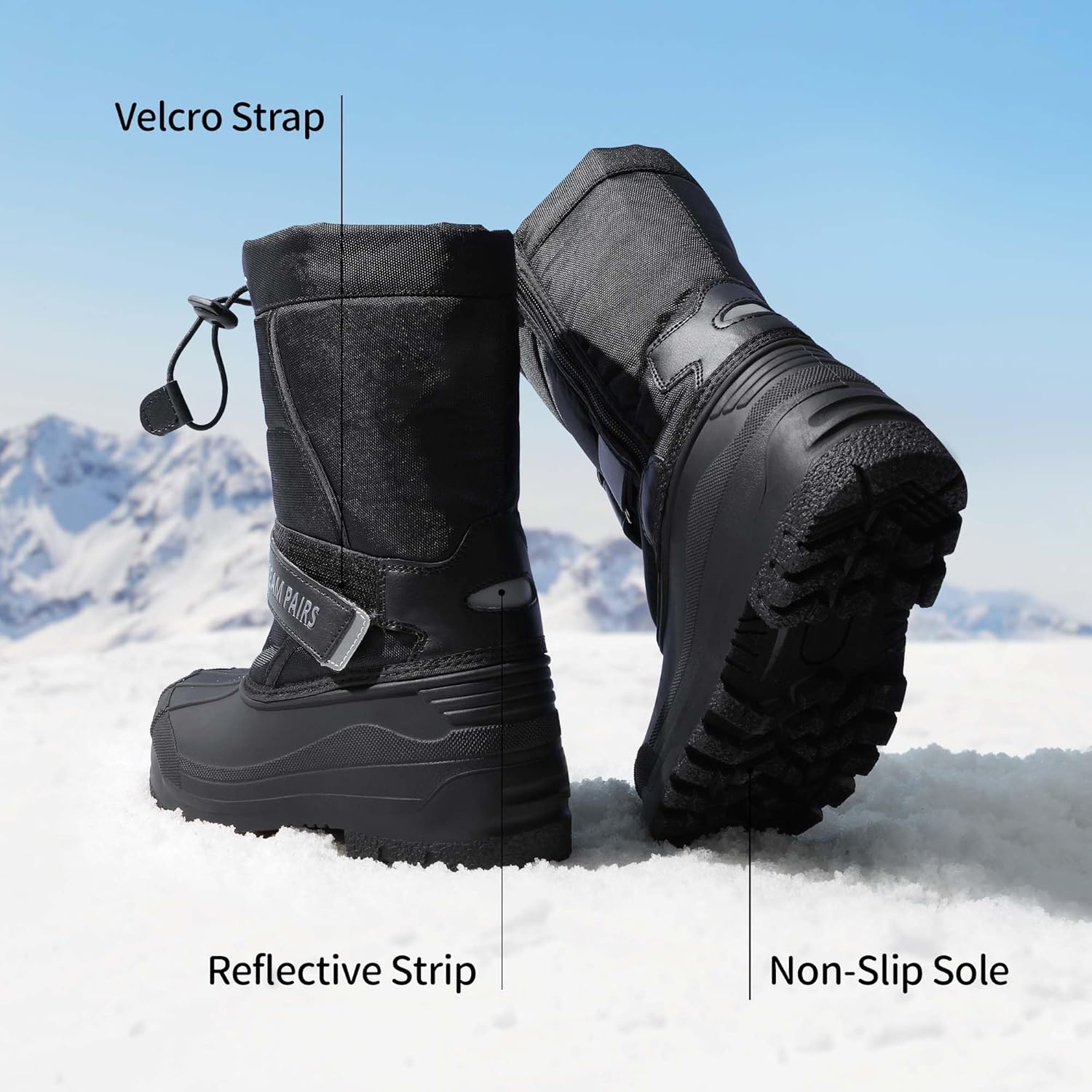 image:imageDREAM PAIRS Boys amp Girls Mid Calf WaterResistant Winter Snow Boots for ToddlerLittleBig KidBlack