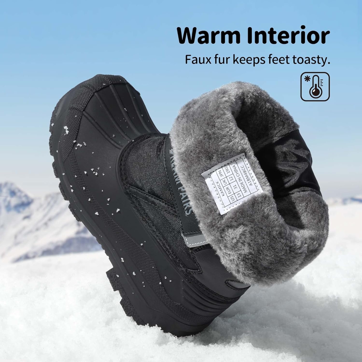 image:imageDREAM PAIRS Boys amp Girls Mid Calf WaterResistant Winter Snow Boots for ToddlerLittleBig KidBlack