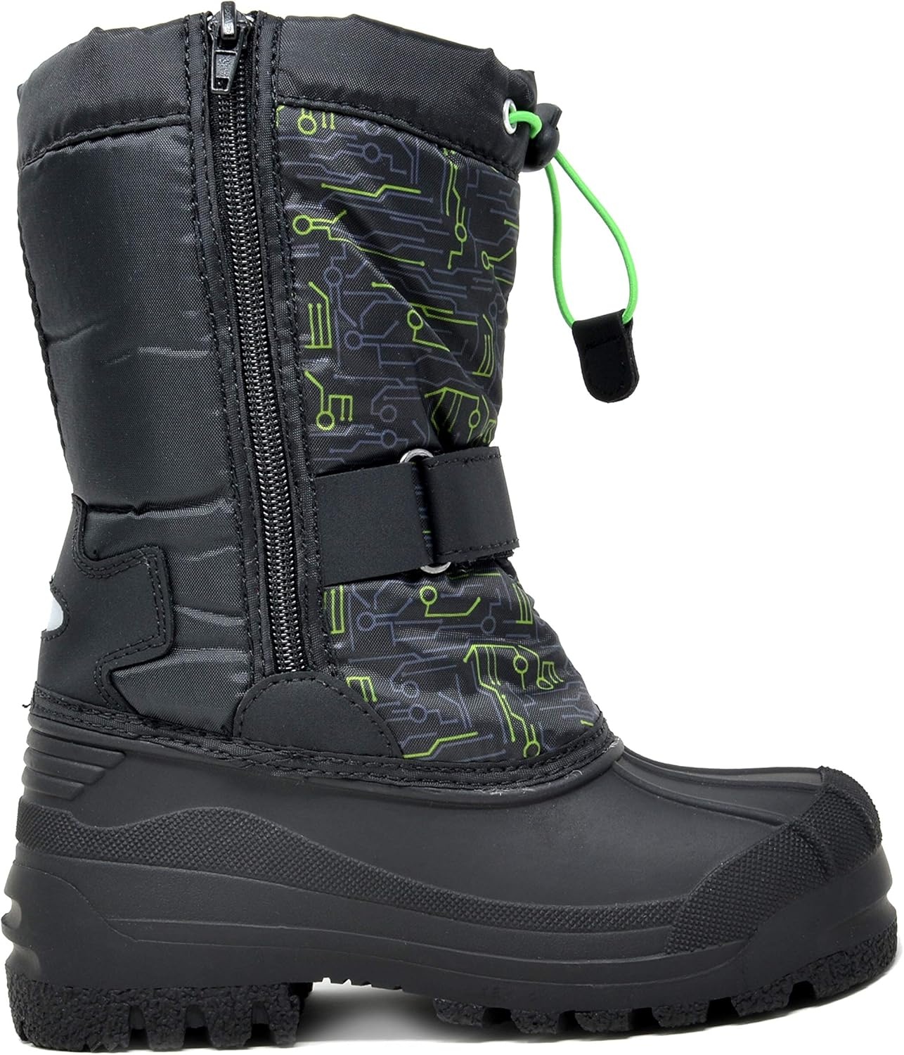 image:imageDREAM PAIRS Boys amp Girls Mid Calf WaterResistant Winter Snow Boots for ToddlerLittleBig KidBlackNeonGreen