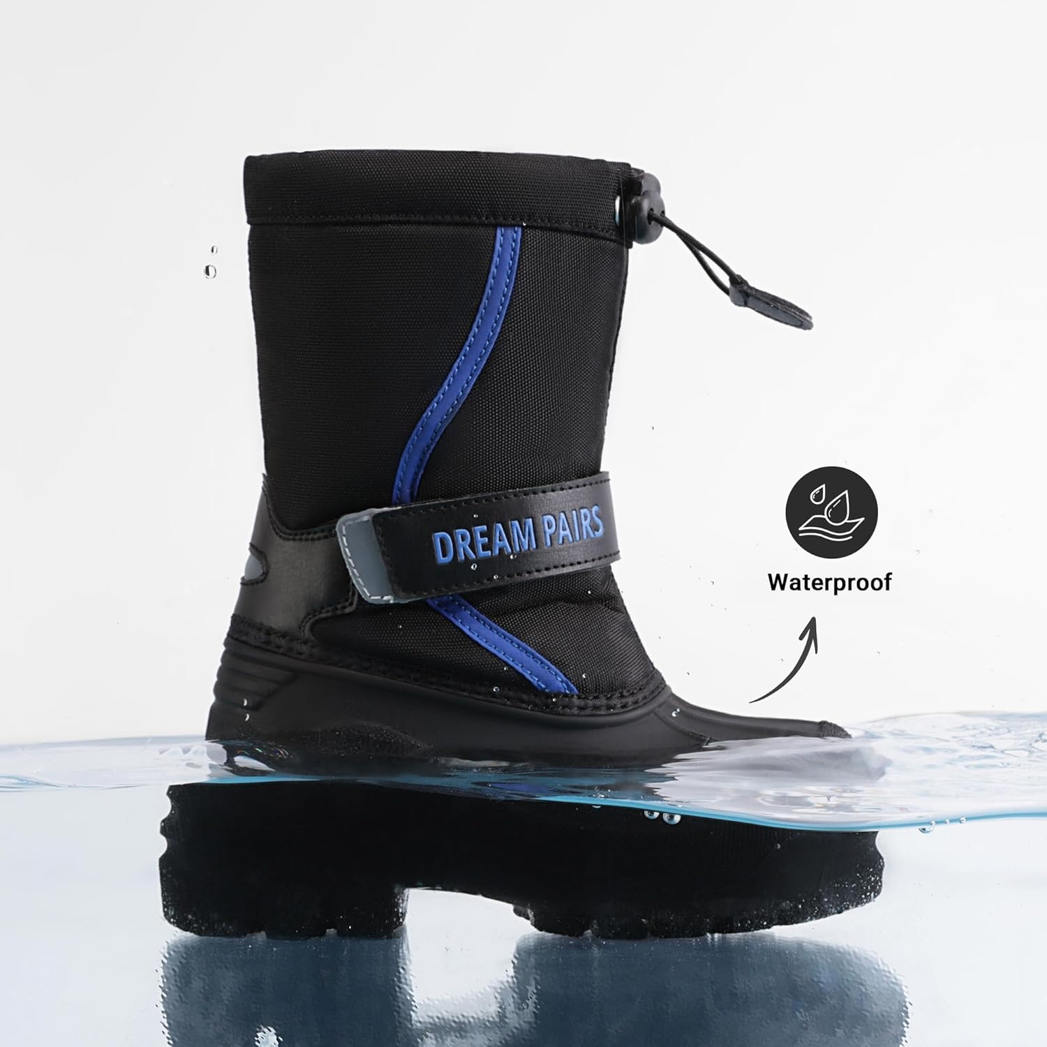 image:imageDREAM PAIRS Boys amp Girls Mid Calf WaterResistant Winter Snow Boots for ToddlerLittleBig KidBlackRoyal