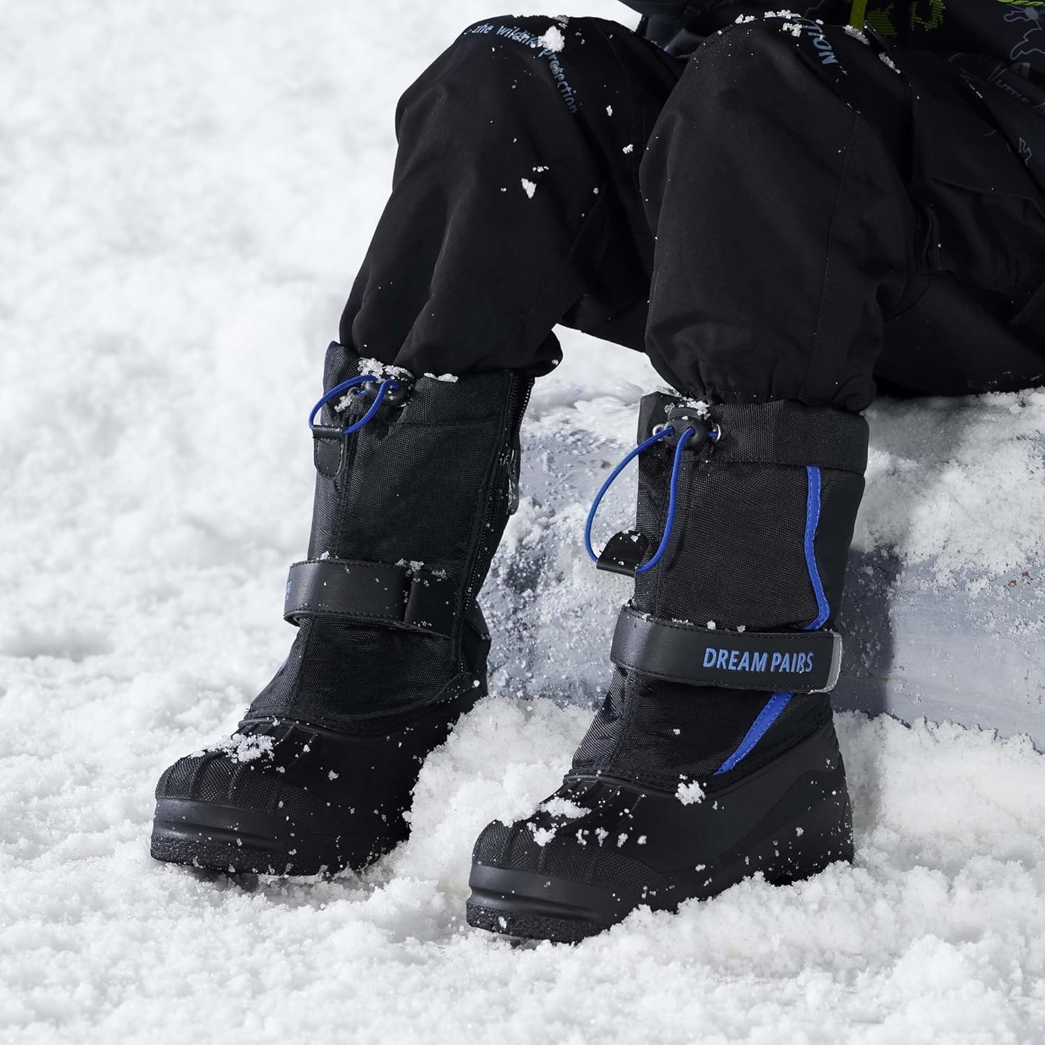 image:imageDREAM PAIRS Boys amp Girls Mid Calf WaterResistant Winter Snow Boots for ToddlerLittleBig KidBlackRoyal