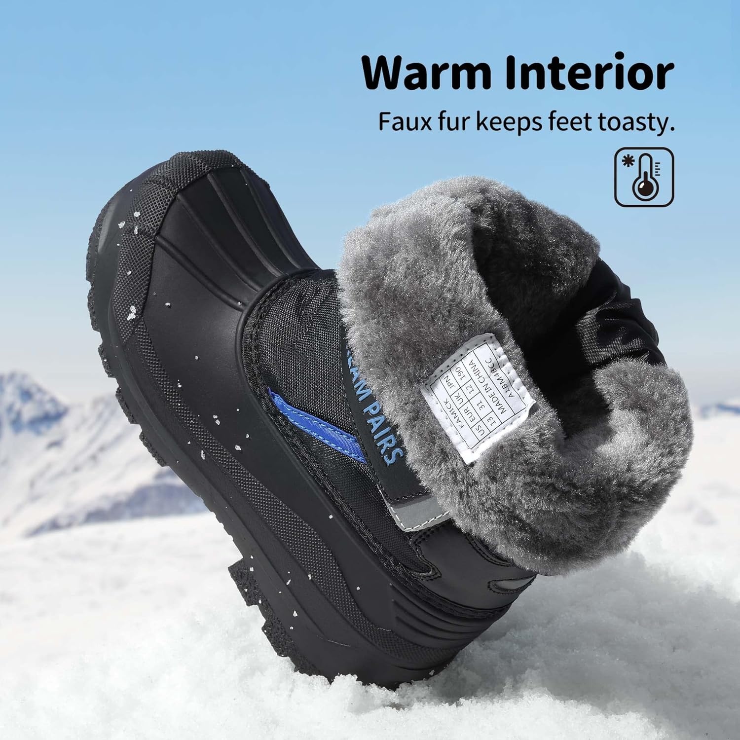 image:imageDREAM PAIRS Boys amp Girls Mid Calf WaterResistant Winter Snow Boots for ToddlerLittleBig KidBlackRoyal