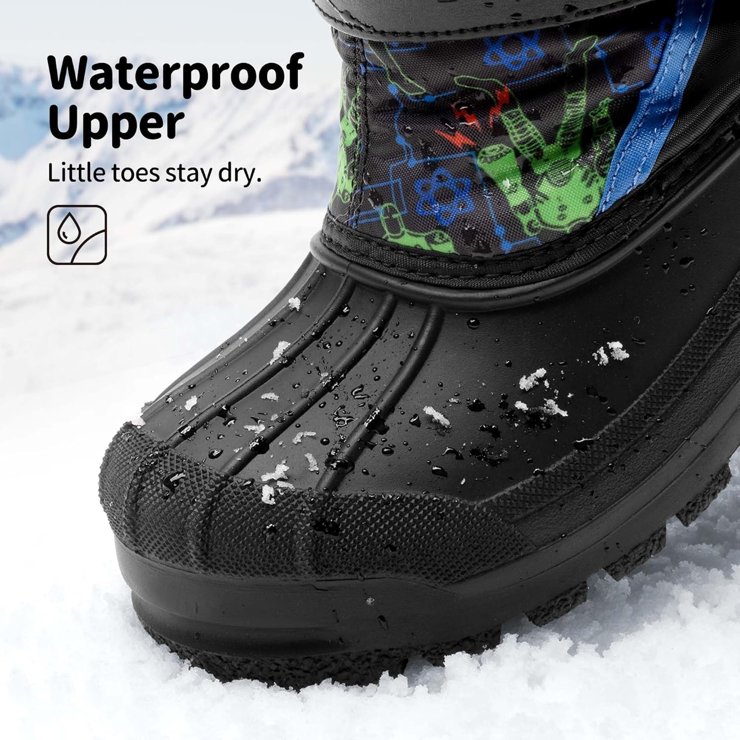 image:imageDREAM PAIRS Boys amp Girls Mid Calf WaterResistant Winter Snow Boots for ToddlerLittleBig KidBlueBlack