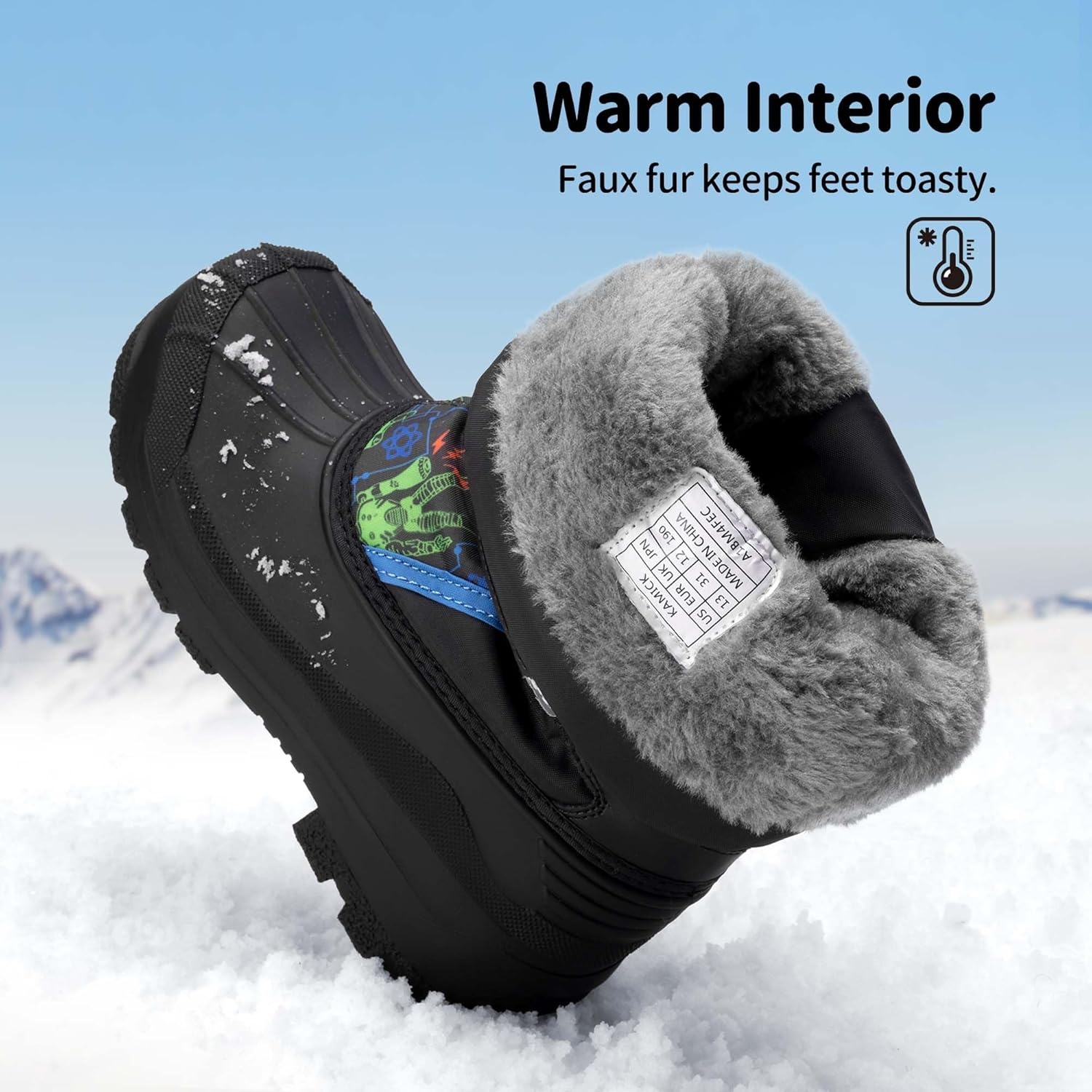 image:imageDREAM PAIRS Boys amp Girls Mid Calf WaterResistant Winter Snow Boots for ToddlerLittleBig KidBlueBlack