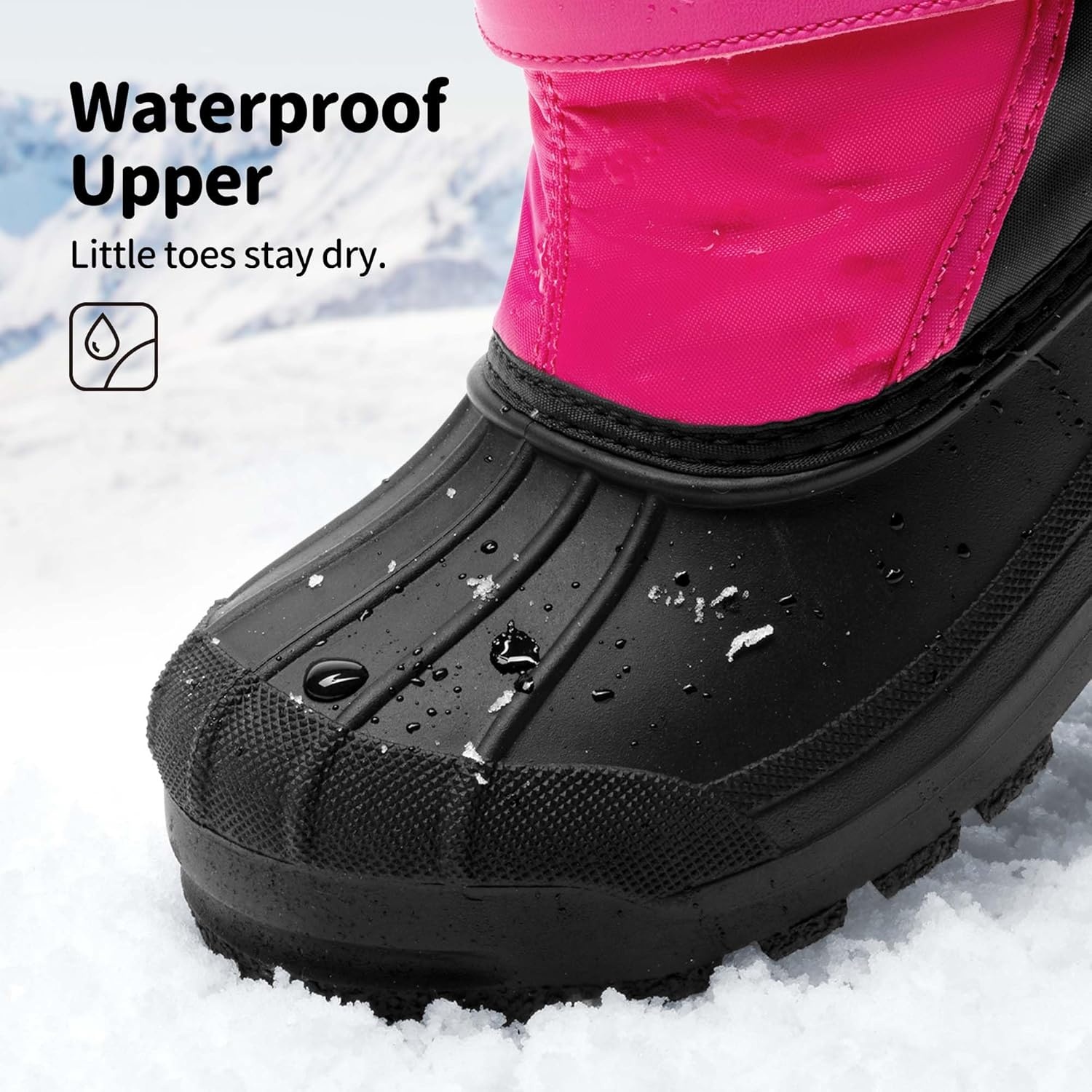 image:imageDREAM PAIRS Boys amp Girls Mid Calf WaterResistant Winter Snow Boots for ToddlerLittleBig KidHot Pink
