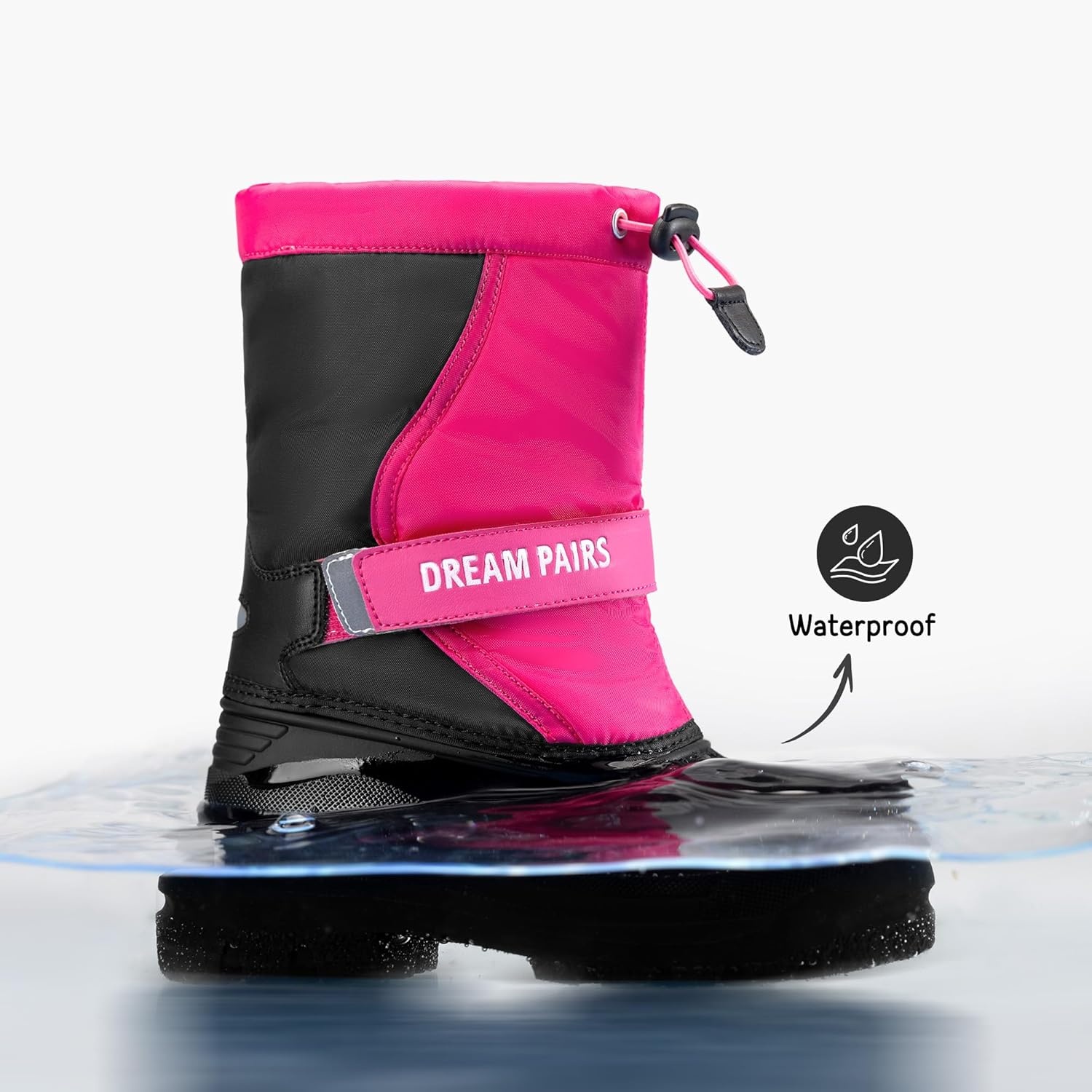 image:imageDREAM PAIRS Boys amp Girls Mid Calf WaterResistant Winter Snow Boots for ToddlerLittleBig KidHot Pink